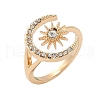 Aloy Rhinestone Open Cuff Rings RJEW-H249-01G-2