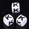 Acrylic Horizontal Hole Letter Beads X-PL37C9129-K-1