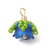 Handmade Nylon Wired Glass Beaded Pendants with Acrylic Beads Caps and Brass Beads PALLOY-MZ00509-03-1
