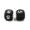 20Pcs Black Cube Letter Silicone Beads 12x12x12mm Square Dice Alphabet Beads with 2mm Hole Spacer Loose Letter Beads for Bracelet Necklace Jewelry Making JX433S-2