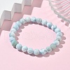 Round Natural Hemimorphite Beaded Stretch Bracelets for Men Women BJEW-B136-01B-2