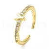 Clear Cubic Zirconia Initial Letter Open Cuff Ring RJEW-H120-09G-Y-1