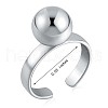 Rhodium Plated 925 Sterling Silver Round Ball Open Cuff Ring for Women JR910A-3