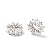Flat Round Brass Micro Pave Clear Cubic Zirconia European Beads KK-L237-015P-2