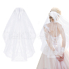 Glittered Long Mesh Tulle Bridal Veils with Combs OHAR-WH0025-14-1