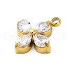 304 Stainless Steel Micro Pave Cubic Zirconia Pendants STAS-U042-06G-05-2