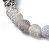 Natural Dyed Crackle Agate & Lava Rock Round Beaded Stretch Bracelet BJEW-TA00444-02-3