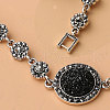 Flat Round Alloy Rhinestone & Resin Pendant Necklaces & Hoop Earrings & Link Bracelets & Rings Sets FS-WGCB1A7-01-3