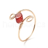 Natural Red Agate Braided Finger Ring RJEW-JR00490-3