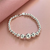 Brass Round Beaded Bracelets for Men Women FS-WGE0563-01-1