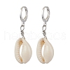 Natural Cowrie Shell Leverback Earrings EJEW-JE05777-01-1