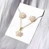 Flower Brass Micro Pave Clear Cubic Zirconia Stud Earrings & Pendant Necklaces Sets SJEW-Z002-04G-1