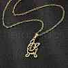 Hollow French Bulldog 201 Stainless Steel Pendant Necklaces & Stud Earrings Sets for Women SJEW-Q025-06G-2