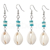 Natural Cowrie Shell Dangle Earrings EJEW-JE06262-2