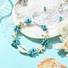 Synthetic Turquoise Starfish & Natural Shell Braided Bead Bracelets BJEW-TA00371-2