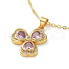 Golden Brass Rhinestone Pendant Necklace with Cable Chains NJEW-P278-A04-1