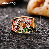 Flower Pattern Brass Enamel Finger Rings FS-WGFE972-02-5