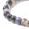 Natural Agate Round Beaded Stretch Bracelet BJEW-JB08614-03-4