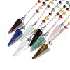 Mixed Gemstone Hexagonal Pointed Cone Dowsing Pendulum Pendants G-G983-05P-2