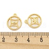 Brass Pave Shell Coin Charms KK-Z044-01G-3