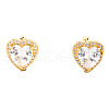Fashionable Brass Clear Cubic Zirconia Heart Hoop Earrings JH8466-1-4