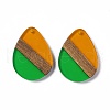 Transparent Resin & Walnut Wood Pendants RESI-M027-04I-2