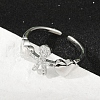 Brass Micro Pave Cubic Zirconia Adjustable Cuff Rings for Women RJEW-C129-11P-1