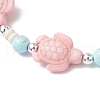 Dyed Synthetic Turquoise Beads & Natural Howlite Round Beads Stretch Bracelets for Women BJEW-JB11792-02-3