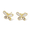 Clear Cubic Zirconia Butterfly Stud Earrings with Enamel EJEW-I277-12G-1