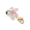 Glass Flower Pendant Decorations HJEW-MZ00206-02-4