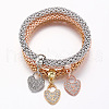 3Pcs Heart Zinc Alloy Charm Bracelets FS-WG3B029-01-3