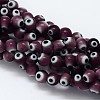 Handmade Evil Eye Lampwork Round Bead Strands LAMP-L055-6mm-04-1