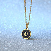 Alloy Black Enamel Flat Round with Letter Pendant Necklaces for Women WG4B845-15-1