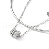 Brass Micro Pave Clear Cubic Zirconia Column Charm Bangles BJEW-L691-02P-2