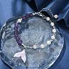 Cellulose Acetate(Resin) Whale Tail Charm Bracelet BJEW-TA00350-4