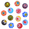 Millefiori Glass Round-Single Flower Bead Strands LAMP-CJ0001-15-4