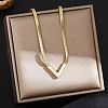 Letter V 304 Stainless Steel with Natural Shell Pendant Necklaces FS-WGFDEEC-02-1