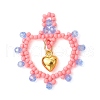 Glass Seed Beaded Heart Pendants PALLOY-MZ00588-05-1