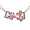 2Pcs 2 Style MIYUKI Seed Beaded Puzzle Matching Couple Necklaces Set NJEW-MZ00023-1