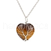 Natural Tiger Eye Heart Pendant Necklaces PW-WG58330-07-1