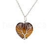 Natural Tiger Eye Heart Pendant Necklaces PW-WG58330-07-1