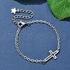 304 Stainless Steel Cross Link Bracelets BJEW-F500-03P-1