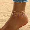 Brass Beach Daisy Flower Tassel Double Layer Anklets for Women's Vacation Date Gift AN0385-3-2