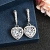 925 Sterling Silver Micro Pave Cubic Zirconia Dangle Hoop Earrings EJEW-F371-01C-01-1