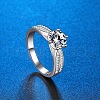 Rhodium Plated 925 Sterling Silver Pave 8.2x4.9mm Cubic Zirconia Finger Rings for Women WGFFDD0-49-2