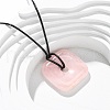 Natural Rose Quartz Square Pendants Black PU Leather Cord Necklaces NJEW-K285-01D-1