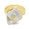 Natural Pearl Flower Open Cuff Ring RJEW-H220-06G-2