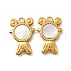 304 Stainless Steel Pave Natural White Shell Pendants STAS-C122-21F-02G-1