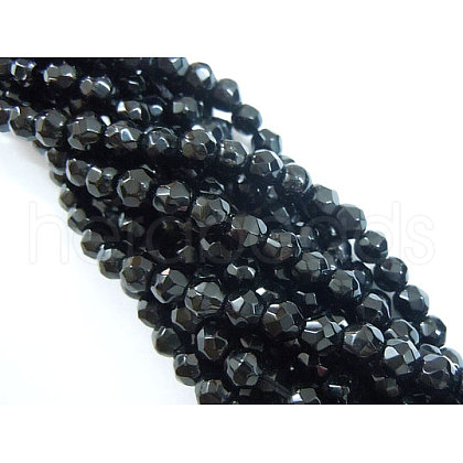 Synthetic Black Stone Beads Strands X-G-GSFR4mm-C044-1