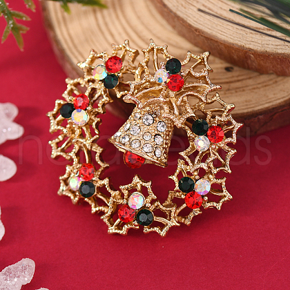 Christmas Theme Zinc Alloy Rhinestone Brooches for Backpack Clothes LK8386-20-1
